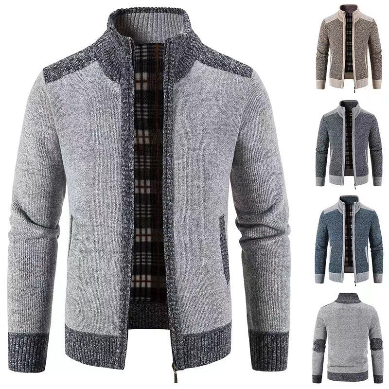 Kolvern | Herren Strickjacke Reißverschluss Stehkragen - Light Grey - Image 1