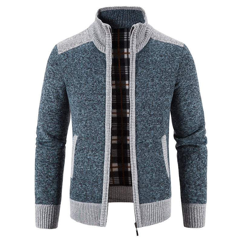 Kolvern | Herren Strickjacke Reißverschluss Stehkragen - Light Grey - Image 2