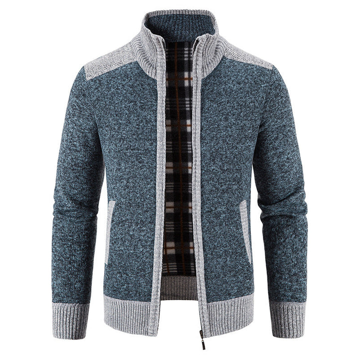 Kolvern | Herren Strickjacke Reißverschluss Stehkragen - Light Grey - Image 2