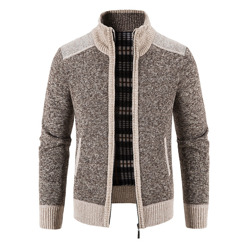 Kolvern | Herren Strickjacke Reißverschluss Stehkragen - Light Grey - Image 3