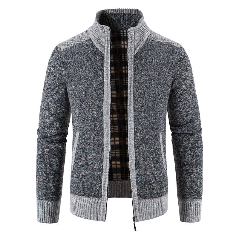 Kolvern | Herren Strickjacke Reißverschluss Stehkragen - Light Grey - Image 4