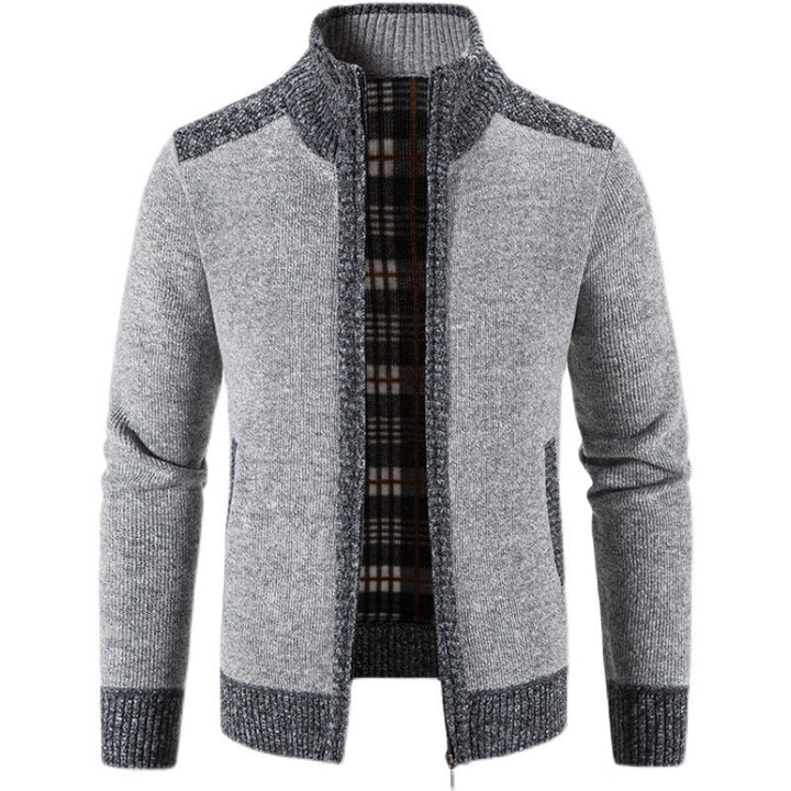 Kolvern | Herren Strickjacke Reißverschluss Stehkragen - Light Grey - Image 5