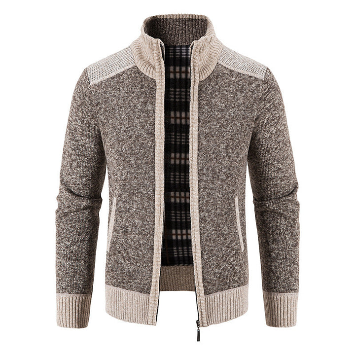 Kolvern | Herren Strickjacke Reißverschluss Stehkragen - Light Grey - Image 6