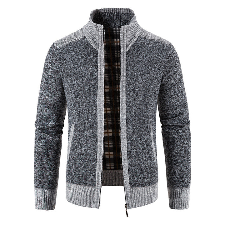 Kolvern | Herren Strickjacke Reißverschluss Stehkragen - Light Grey - Image 7