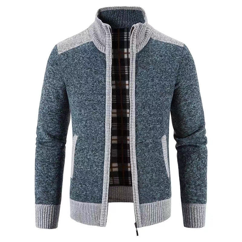 Kolvern | Herren Strickjacke Reißverschluss Stehkragen - Light Grey - Image 8