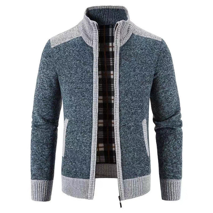 Kolvern | Herren Strickjacke Reißverschluss Stehkragen - Light Grey - Image 8