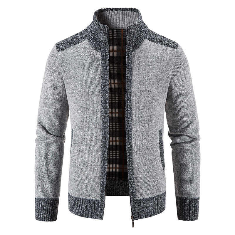 Kolvern | Herren Strickjacke Reißverschluss Stehkragen - Light Grey - Image 9