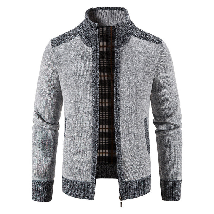 Kolvern | Herren Strickjacke Reißverschluss Stehkragen - Light Grey - Image 9