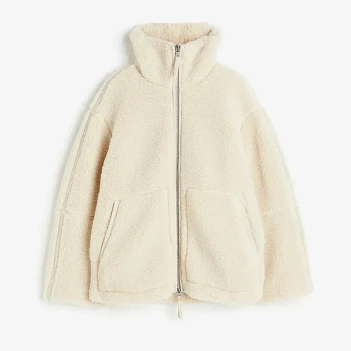 Kornvela | Damen Winterjacke Teddyfleece Oversized - Cream - Image 2