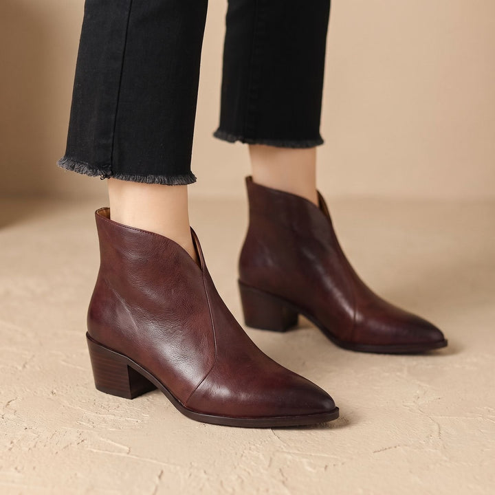 Lenvike | Damen Stiefeletten Spitz Blockabsatz Ankle Boot - Black - Image 3