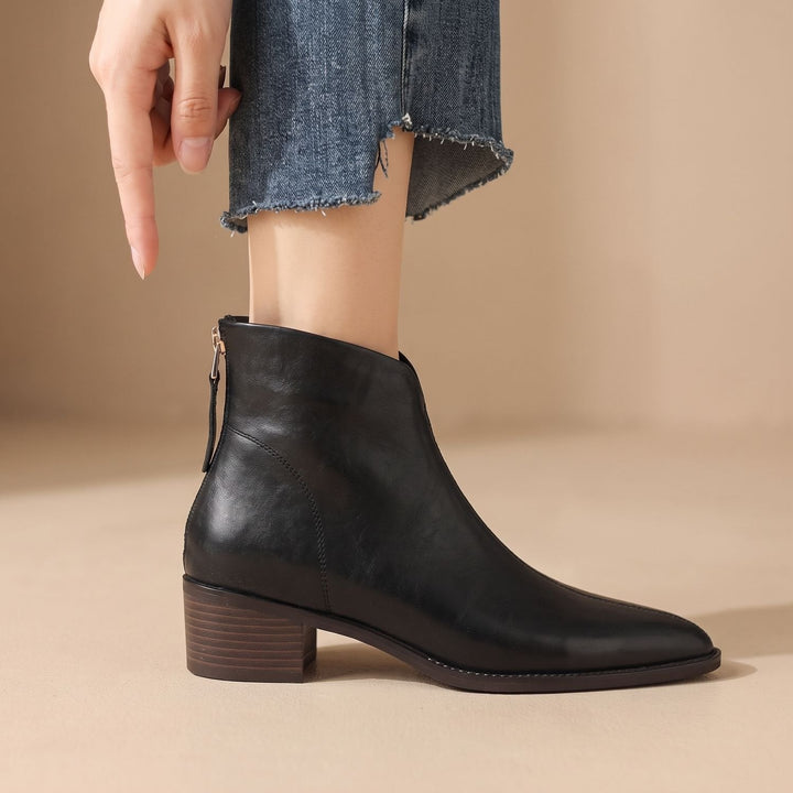 Lenvike | Damen Stiefeletten Spitz Blockabsatz Ankle Boot - Black - Image 4