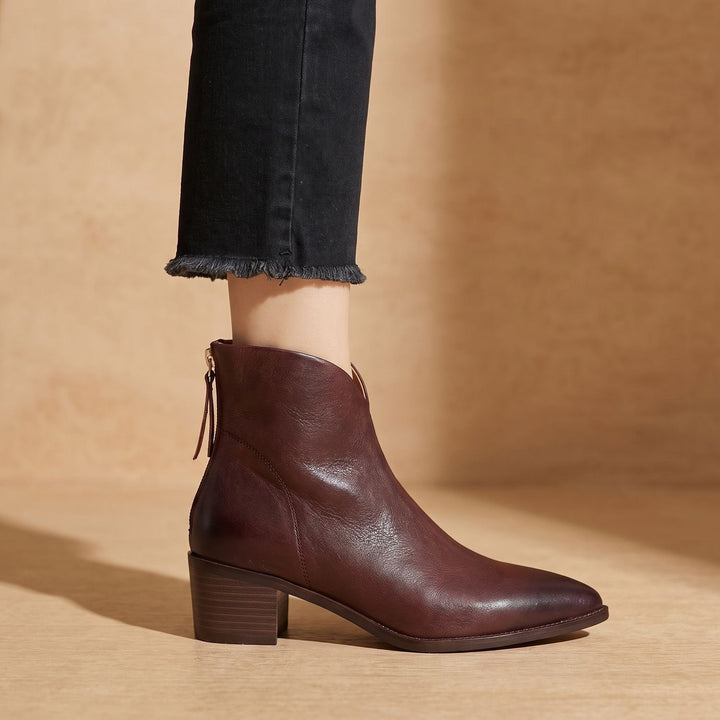 Lenvike | Damen Stiefeletten Spitz Blockabsatz Ankle Boot - Black - Image 5