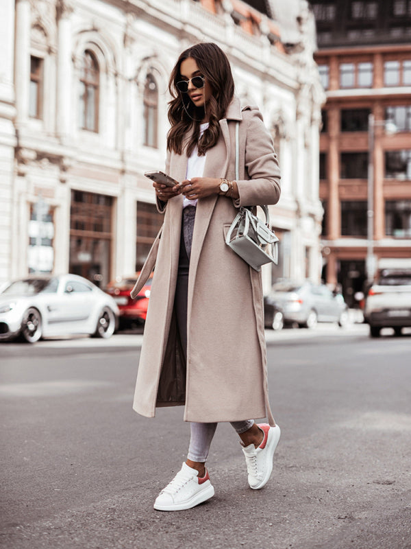 Lornveld | Damen Langer Wintermantel mit Reverskragen - Beige - Image 2
