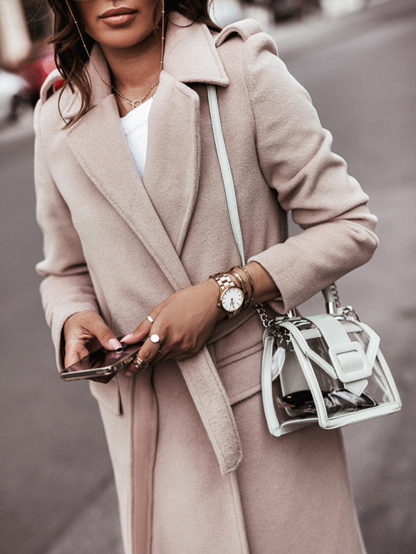 Lornveld | Damen Langer Wintermantel mit Reverskragen - Beige - Image 3