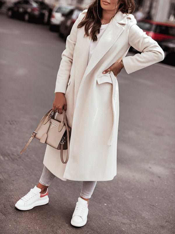 Lornveld | Damen Langer Wintermantel mit Reverskragen - Beige - Image 4