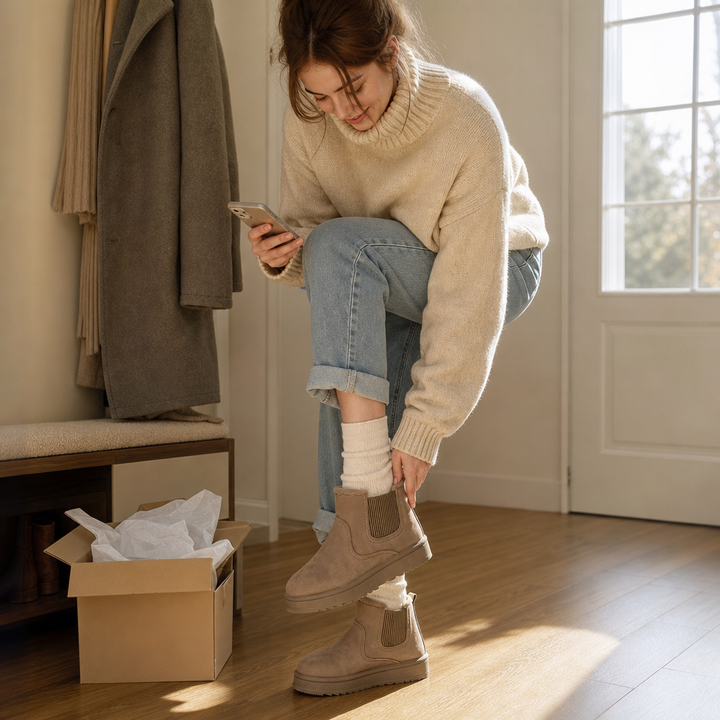 Lorveld | Damen Winterstiefel Chelsea gefüttert - Camel - Image 3