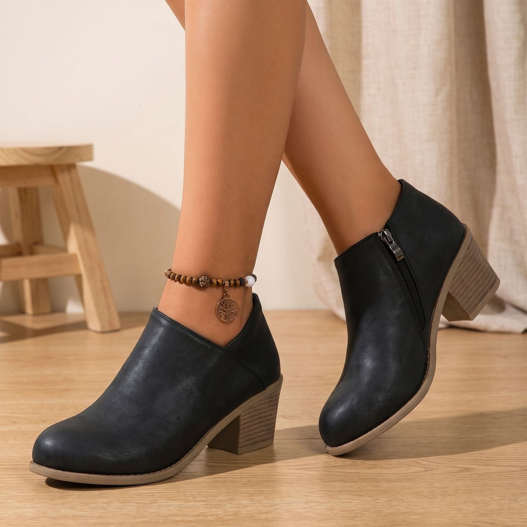 Lyndvorne | Damen Stiefeletten Blockabsatz Seitenreißverschluss - Baby Blue - Image 5
