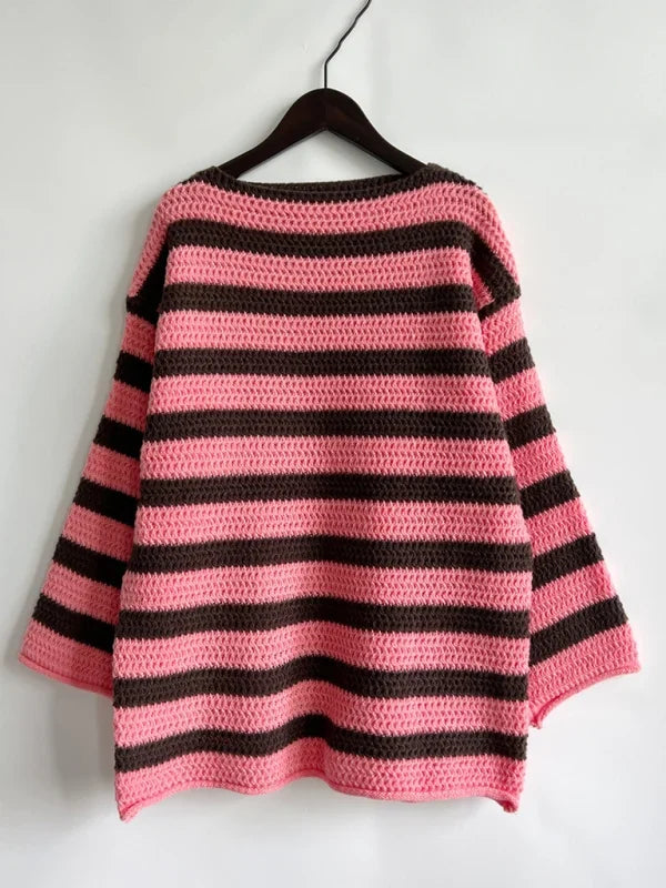 Lyvara | Damen Strickpullover Grobstrick Streifen - Image 2