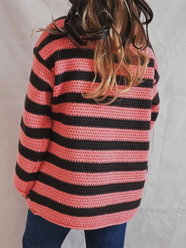 Lyvara | Damen Strickpullover Grobstrick Streifen - Image 3