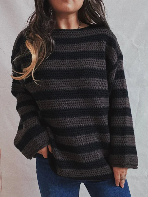 Lyvara | Damen Strickpullover Grobstrick Streifen - Image 6