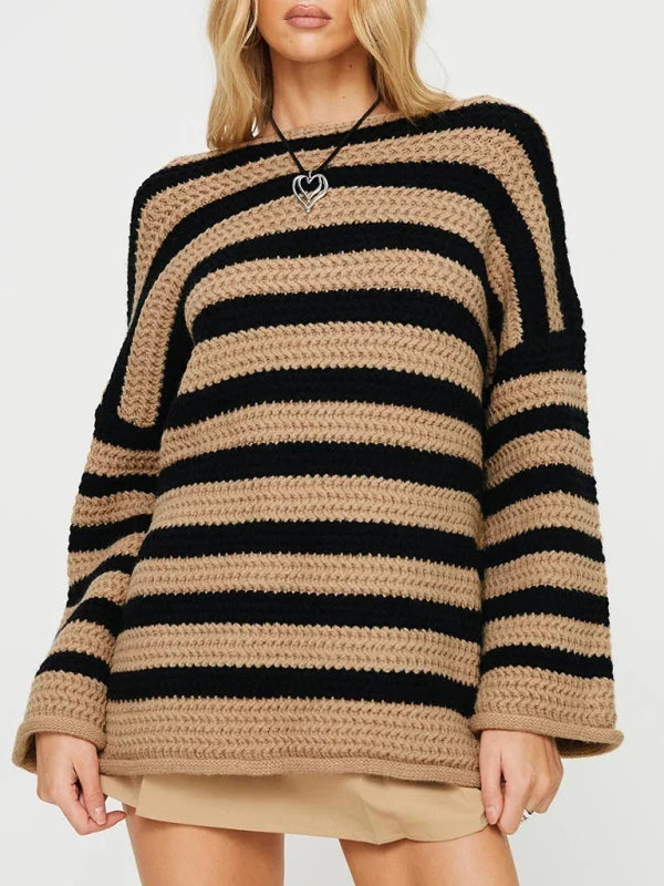 Lyvara | Damen Strickpullover Grobstrick Streifen - Image 8