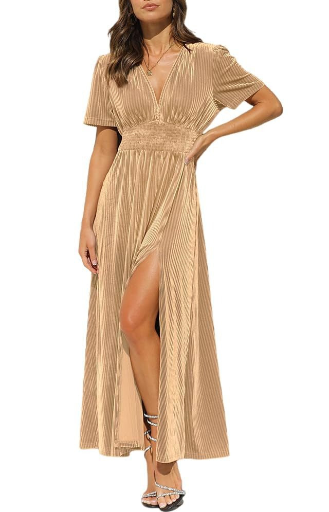 Lyvorna | Damen Festliches Maxikleid V-Ausschnitt - Black - Image 3
