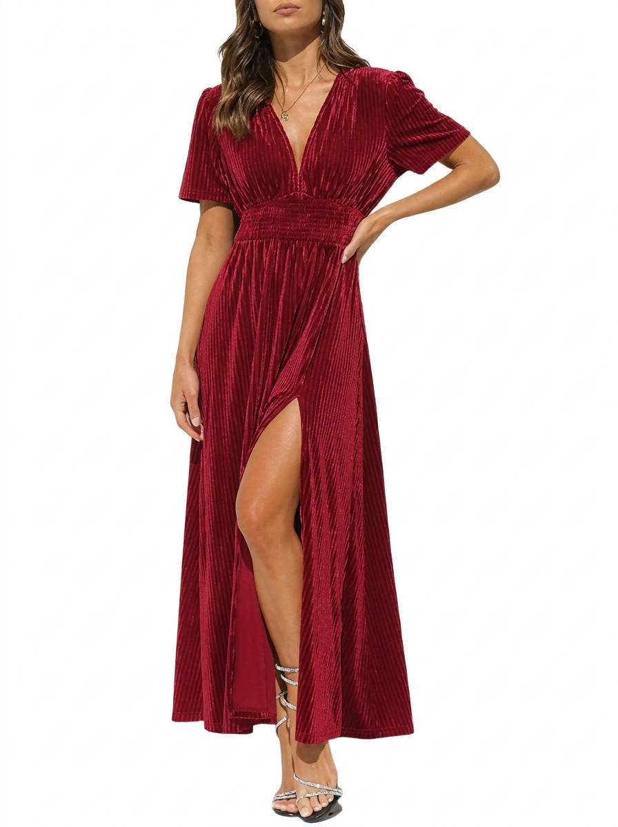 Lyvorna | Damen Festliches Maxikleid V-Ausschnitt - Black - Image 6