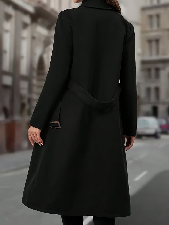 Marveka | Damen Wintermantel Langform Zweireiher - Black - Image 2