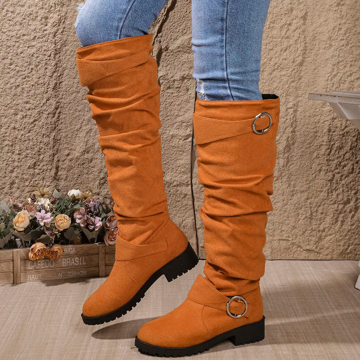 Marvelle | Damen Kniehohe Stiefel Slouchy - Grey - Image 5