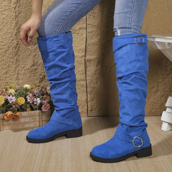 Marvelle | Damen Kniehohe Stiefel Slouchy - Grey - Image 6