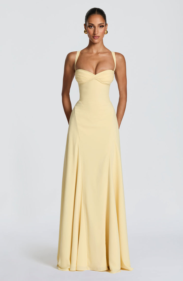 Melvaine | Damen Festliches Abendkleid Maxilänge - Yellow - Image 1
