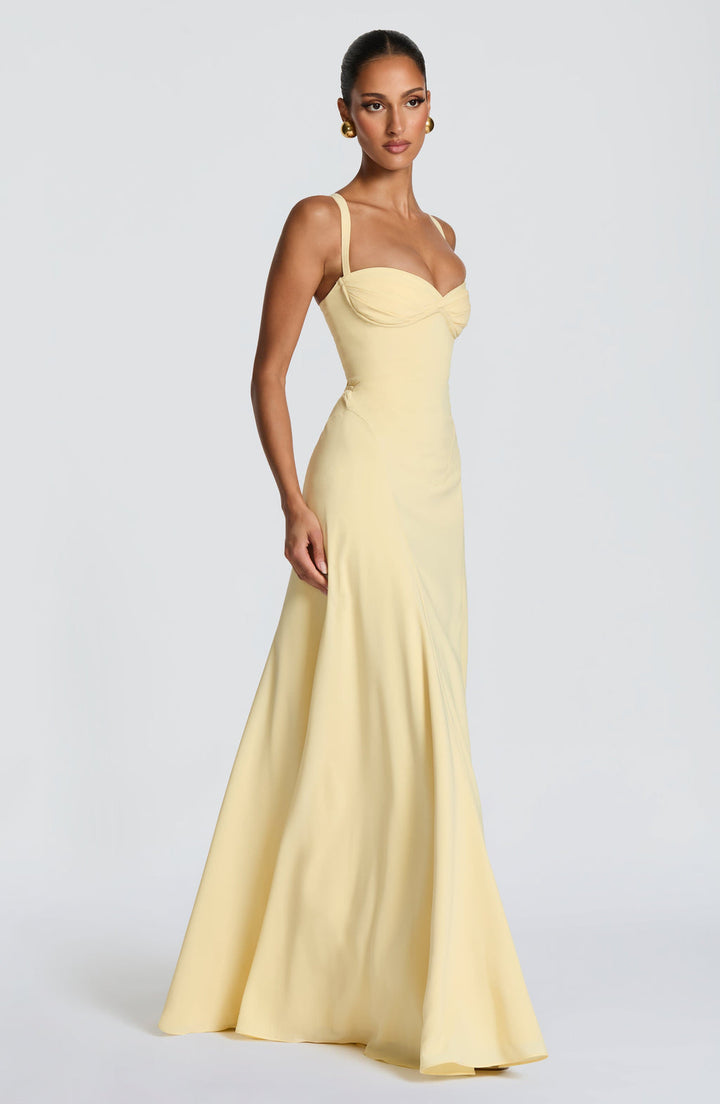 Melvaine | Damen Festliches Abendkleid Maxilänge - Yellow - Image 9