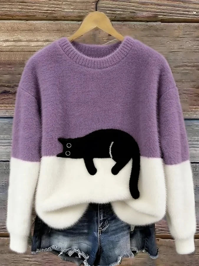 Melveke | Damen Strickpullover mit Katzenmotiv - Image 10