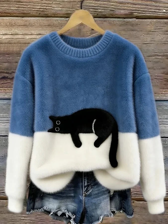 Melveke | Damen Strickpullover mit Katzenmotiv - Image 8