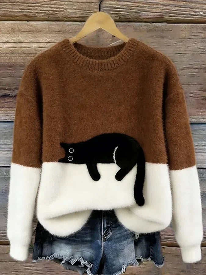 Melveke | Damen Strickpullover mit Katzenmotiv - Image 9
