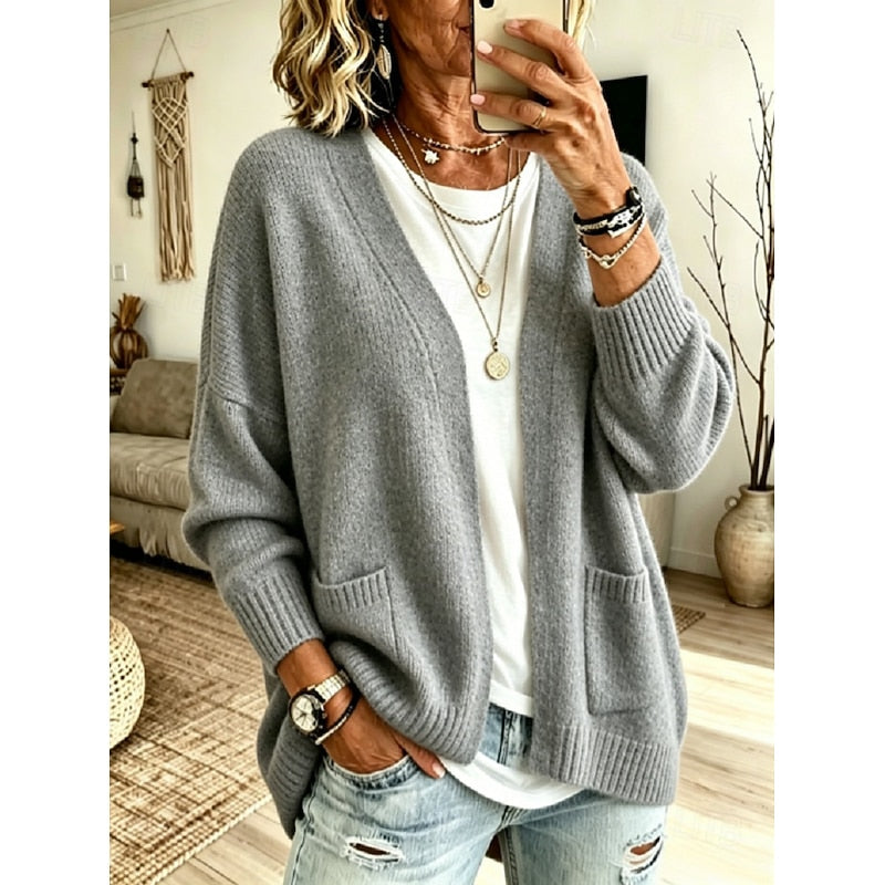 Melvine | Damen Oversize Strickjacke offen - Pink - Image 2