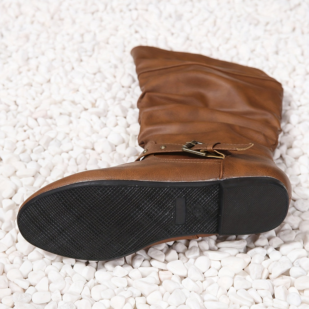 Melvonde | Damen Kniehohe Stiefel Winterschuhe - Black - Image 4