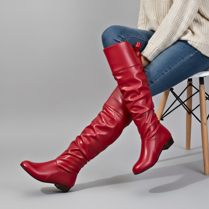Melvora | Damen Overknee Stiefel Schlupfstiefel - Image 2