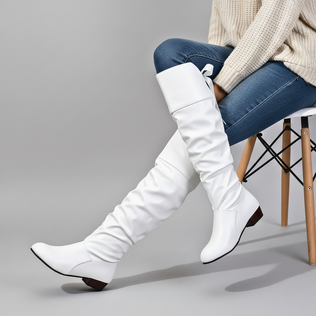 Melvora | Damen Overknee Stiefel Schlupfstiefel - Image 3