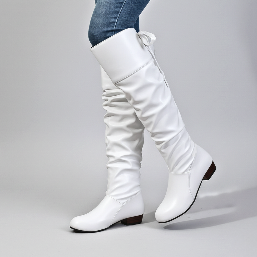 Melvora | Damen Overknee Stiefel Schlupfstiefel - Image 4