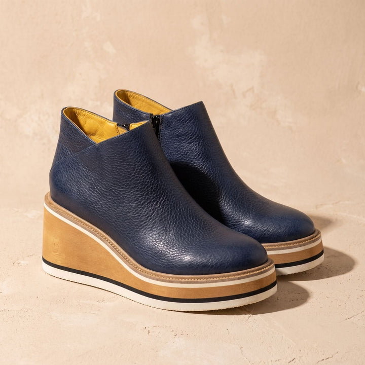Melvorn | Damen Stiefeletten Keilabsatz Plateau - Navy - Image 1