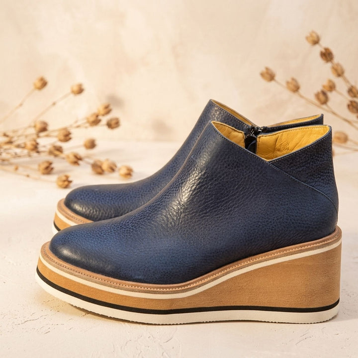 Melvorn | Damen Stiefeletten Keilabsatz Plateau - Navy - Image 10