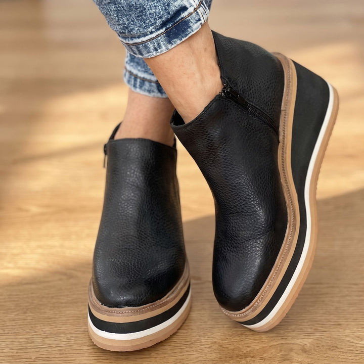 Melvorn | Damen Stiefeletten Keilabsatz Plateau - Navy - Image 2