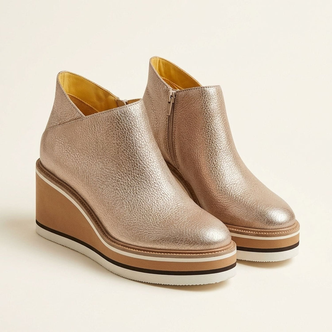Melvorn | Damen Stiefeletten Keilabsatz Plateau - Navy - Image 5