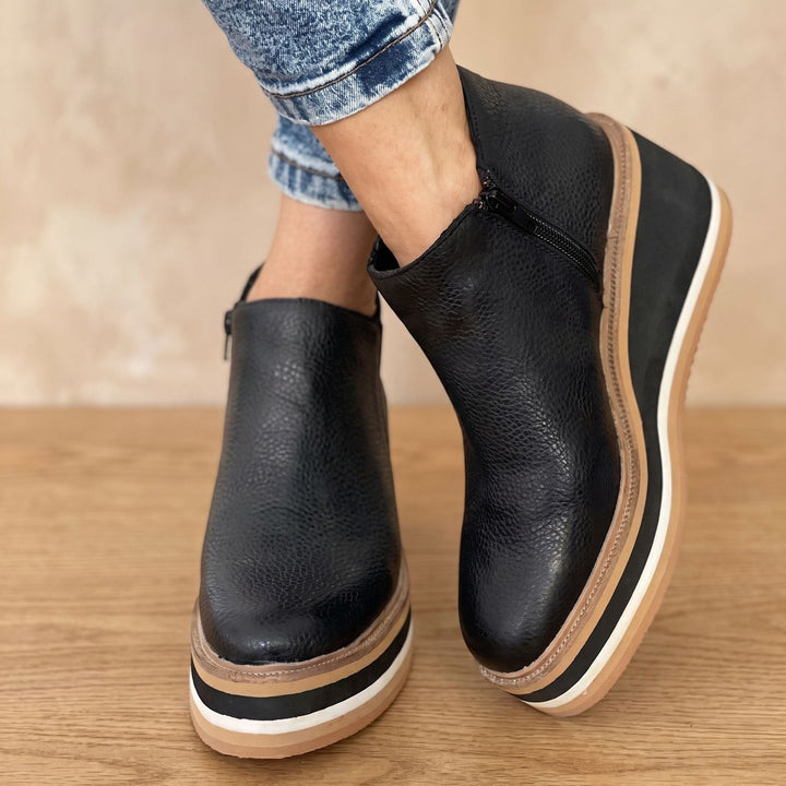 Melvorn | Damen Stiefeletten Keilabsatz Plateau - Navy - Image 6
