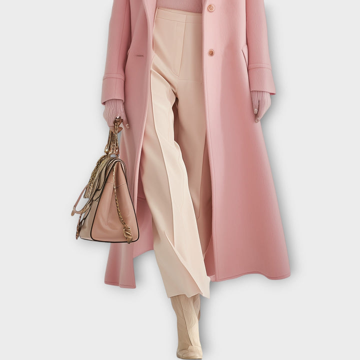 Mira | Damen Langer Wintermantel Tailliert - Pink - Image 2
