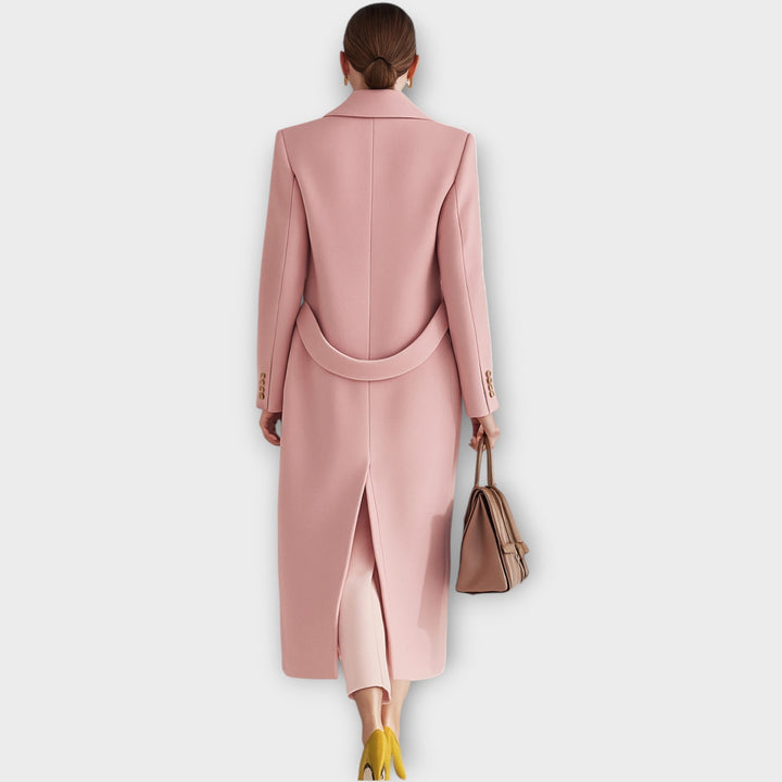 Mira | Damen Langer Wintermantel Tailliert - Pink - Image 3