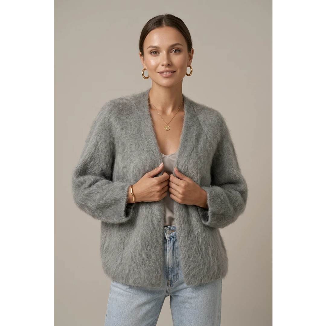 Molvaine | Damen Strickjacke Flauschig Oversize - Image 1