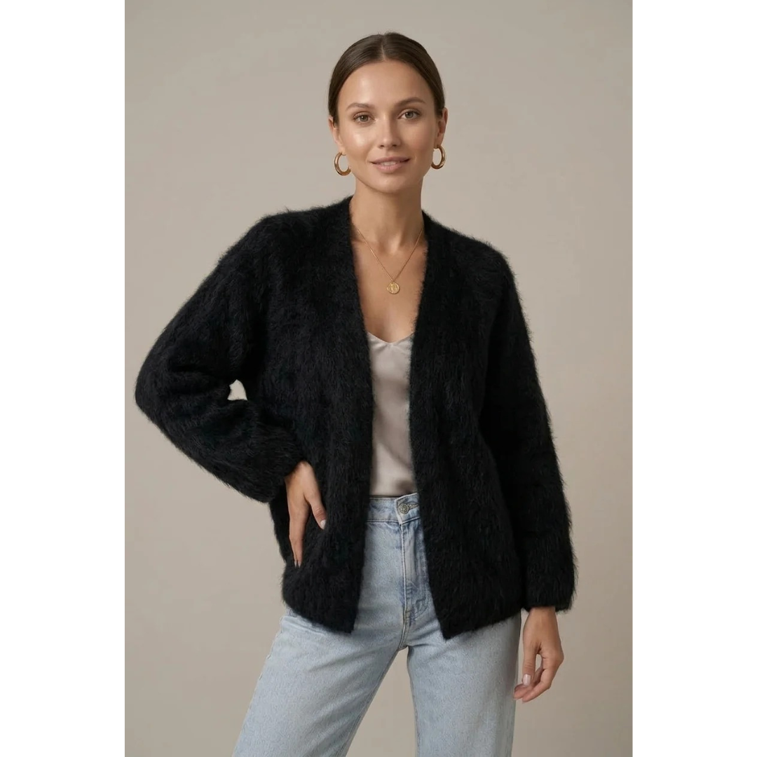 Molvaine | Damen Strickjacke Flauschig Oversize - Image 2