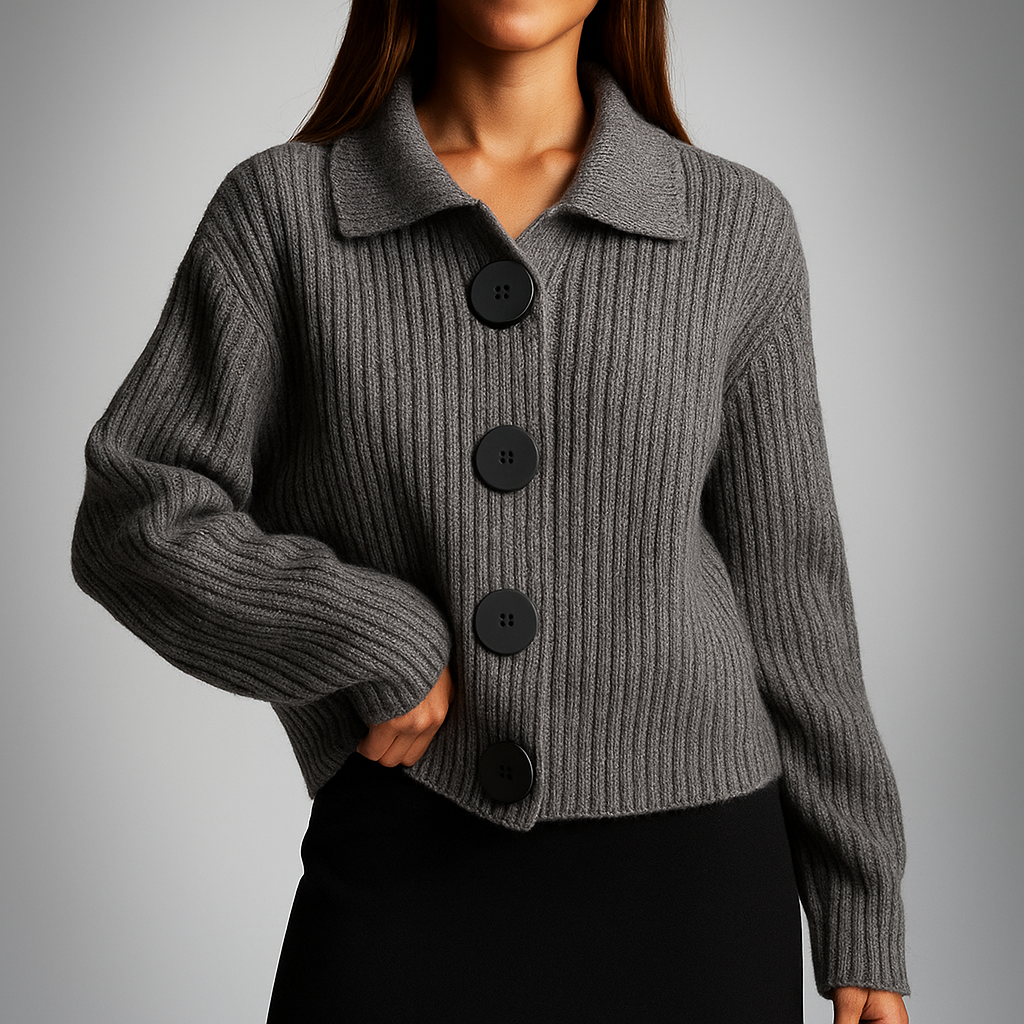 Nathalie | Damen Oversize Strickjacke mit Knöpfen - Orange - Image 4